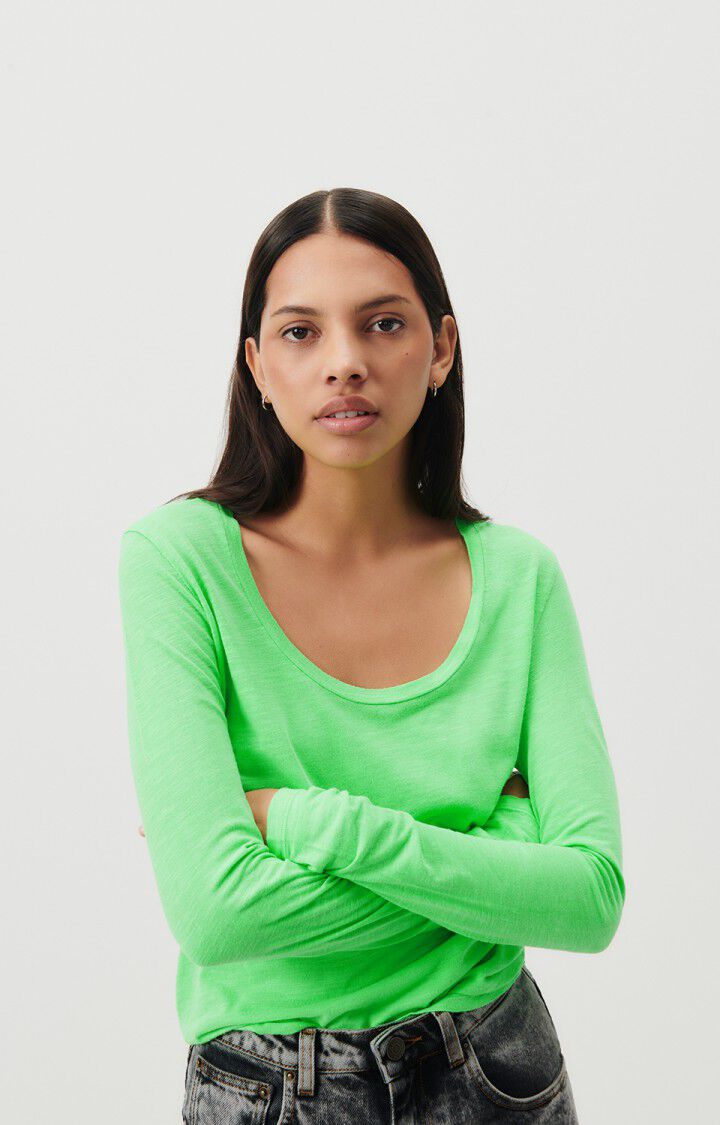 american vintage T-shirt femme Jacksonville - VERT FLUO 65 Manches longues Vert - E24