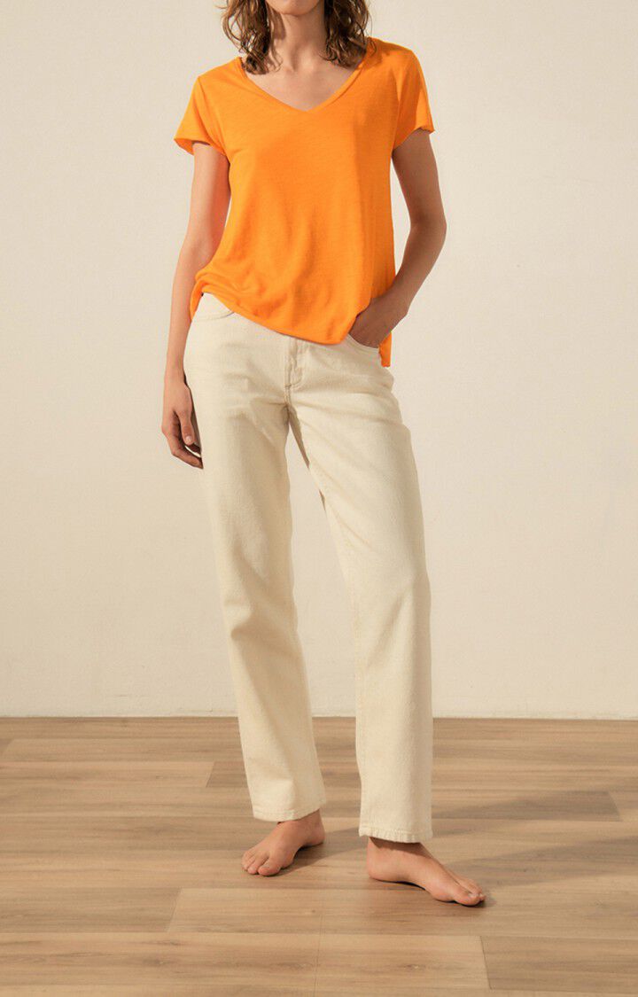 American Vintage T-shirt Femme Jacksonville - VITAMINES VINTAGE 15 Manches Courtes Orange - E23