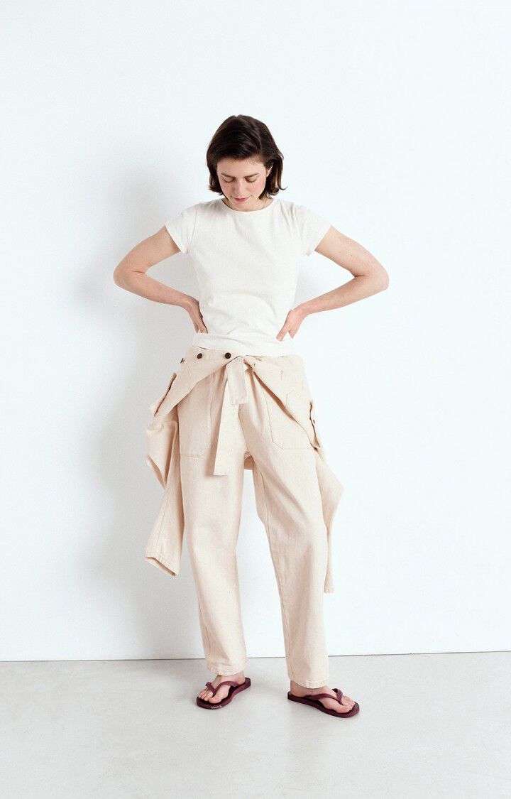 American Vintage T-shirt Femme Jubyk - ECRU 13 Manches Courtes Beige - E25