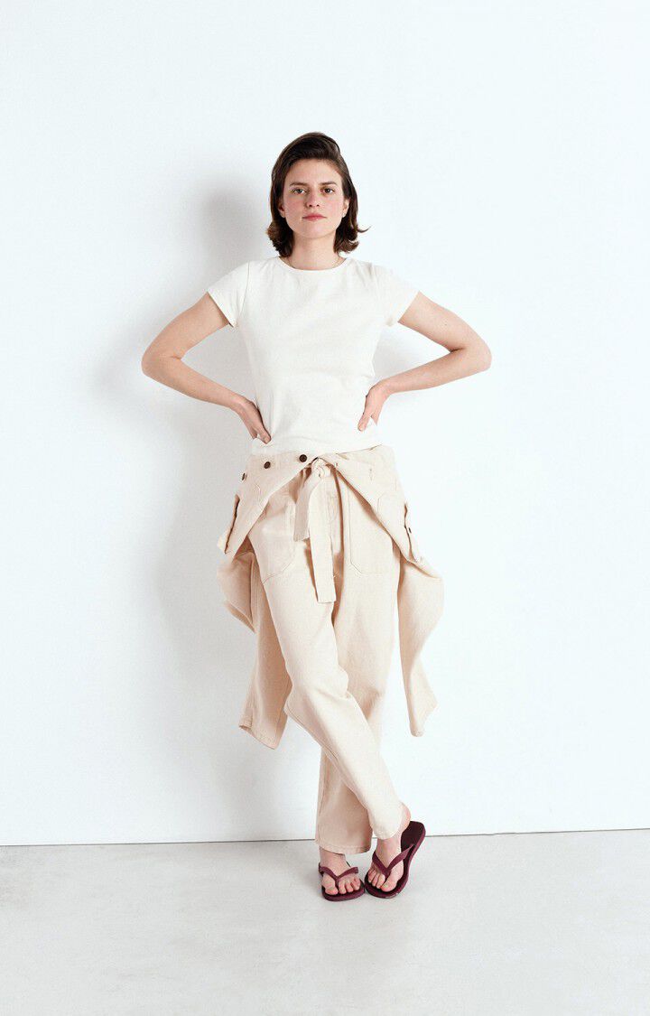 American Vintage T-shirt Femme Jubyk - ECRU 13 Manches Courtes Beige - E25