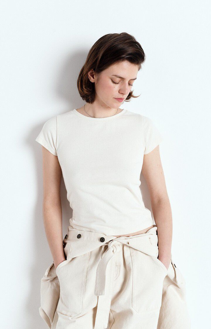 american vintage T-shirt femme Jubyk - ECRU 13 Manches courtes Beige - E25