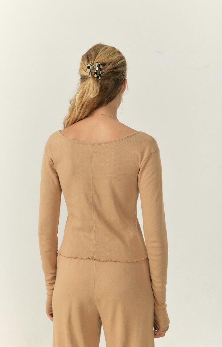 American Vintage T-shirt Femme Ketown - PRALINE Manches Longues Marron - H22