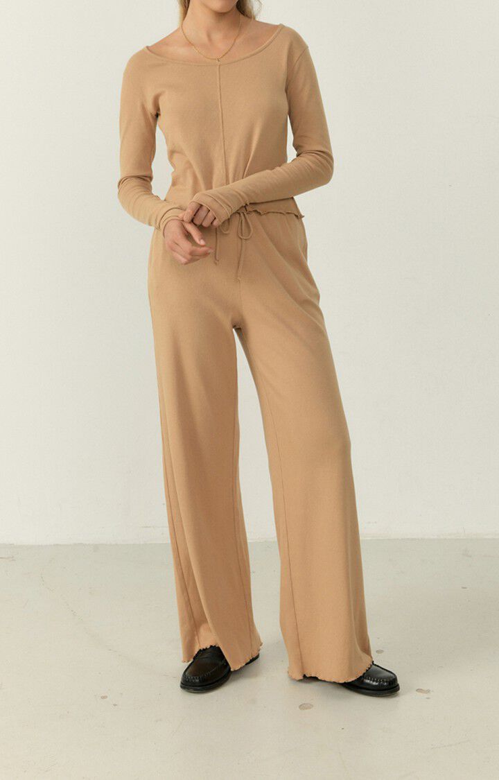 American Vintage T-shirt Femme Ketown - PRALINE Manches Longues Marron - H22