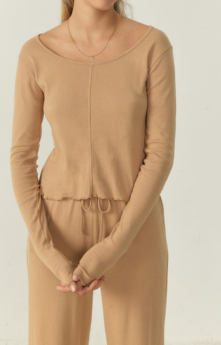 american vintage T-shirt femme Ketown - PRALINE Manches longues Marron - H22