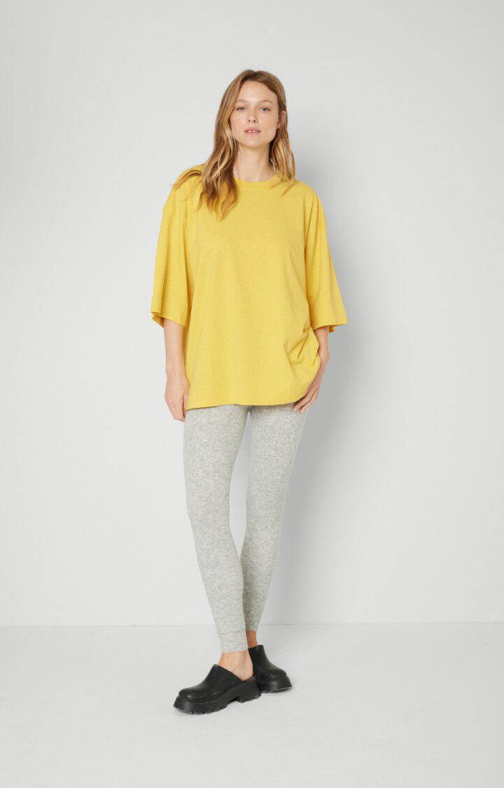 American Vintage T-shirt Femme Laweville - PISSENLIT VINTAGE 28 Manches 3/4 Jaune - E23