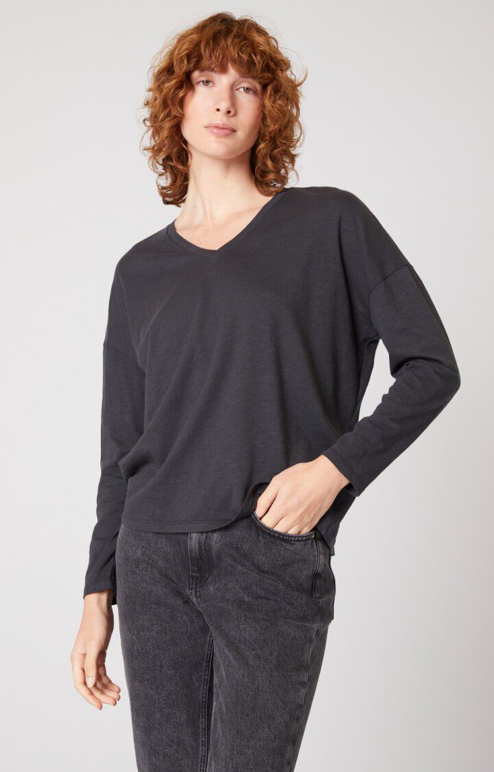 american vintage T-shirt femme Lirk - ANTHRACITE Manches longues Gris - H21