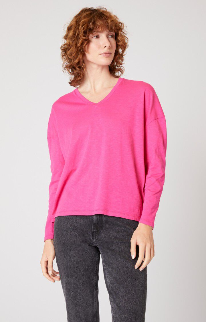 american vintage T-shirt femme Lirk - PITAYA Manches longues Rose - H21