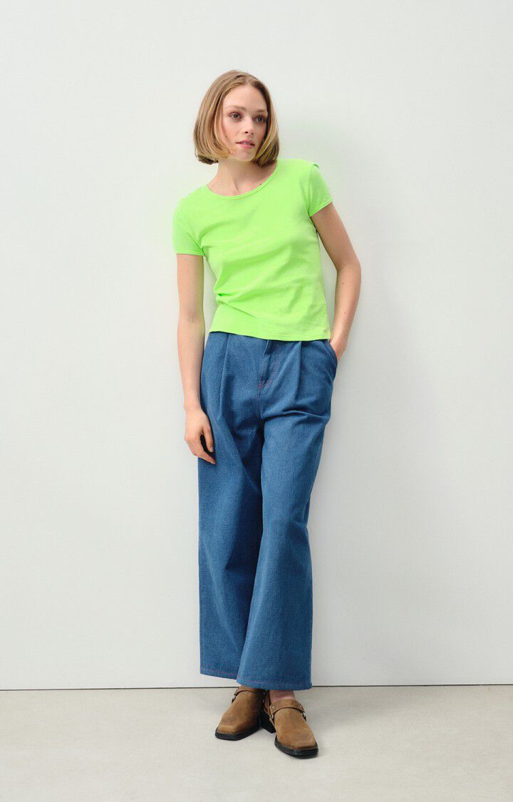 American Vintage T-shirt Femme Lopintale - POMME FLUO 14 Manches Courtes Vert - E24