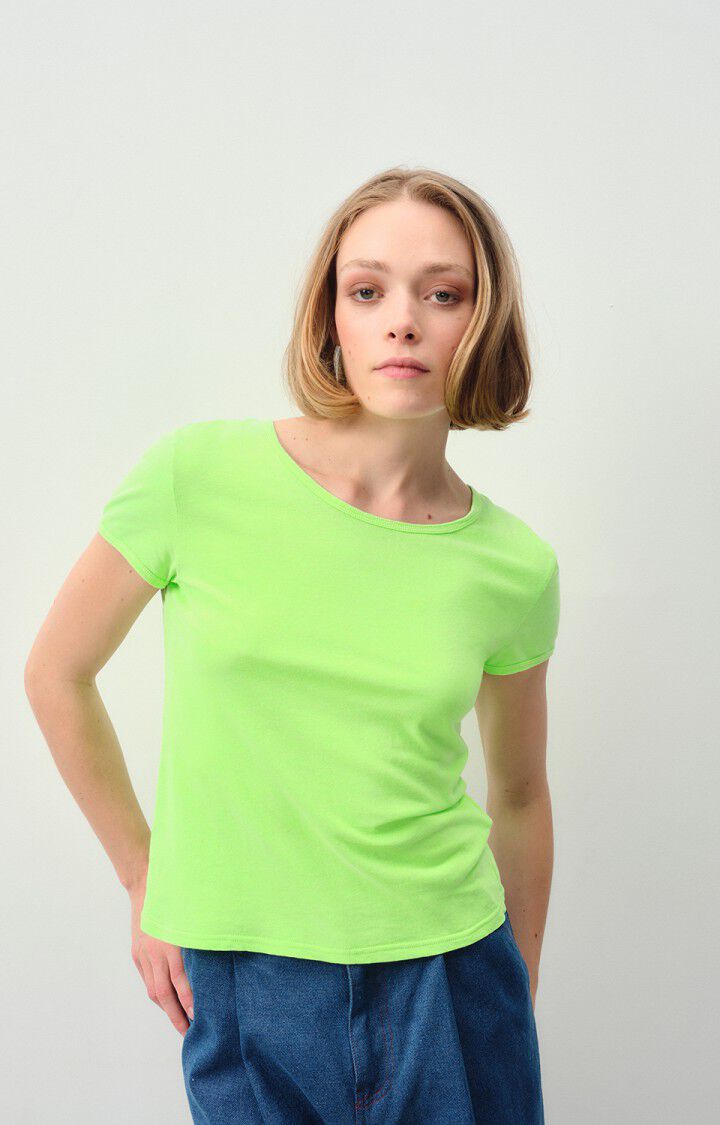american vintage T-shirt femme Lopintale - POMME FLUO 14 Manches courtes Vert - E24
