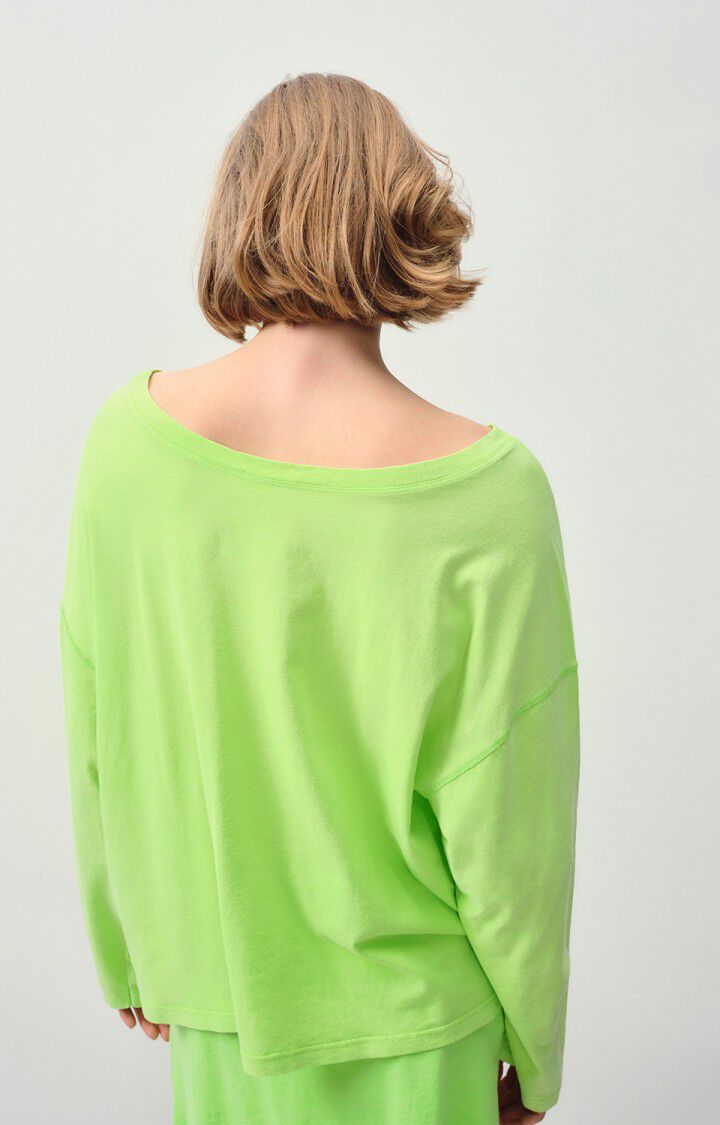 American Vintage T-shirt Femme Lopintale - POMME FLUO 49 Manches Longues Vert - E24