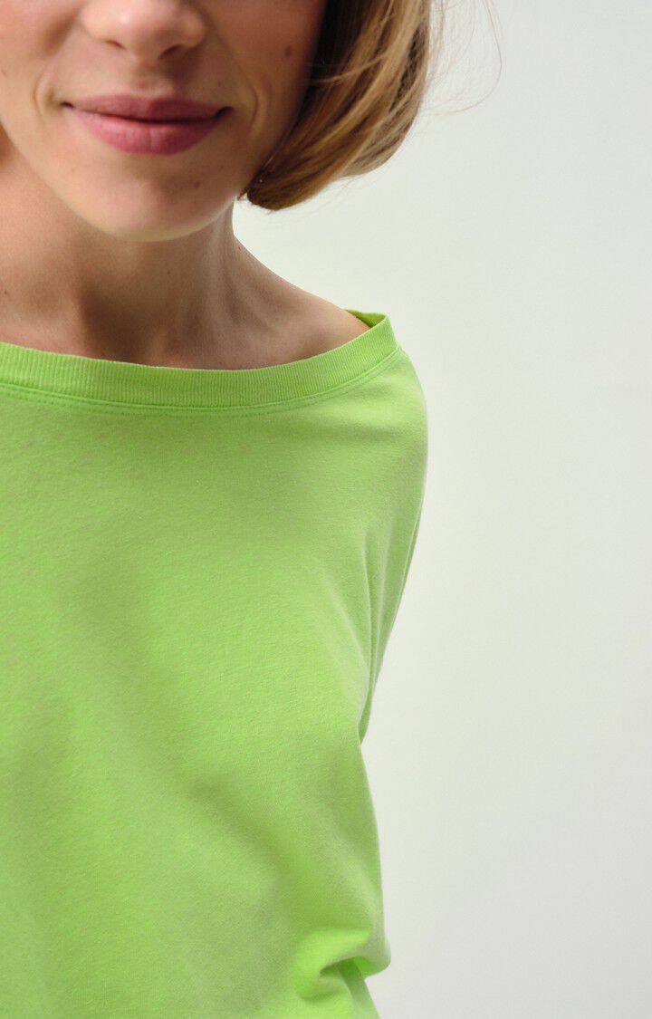 American Vintage T-shirt Femme Lopintale - POMME FLUO 49 Manches Longues Vert - E24