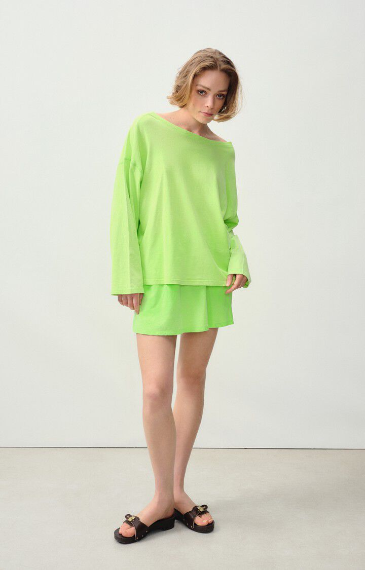 American Vintage T-shirt Femme Lopintale - POMME FLUO 49 Manches Longues Vert - E24