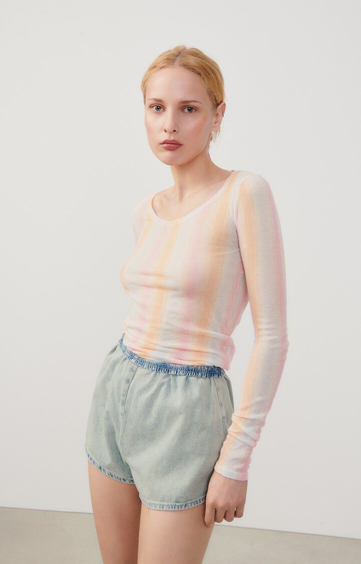 american vintage T-shirt femme Massachusetts - AXELLE 77 Manches longues Rose - E24