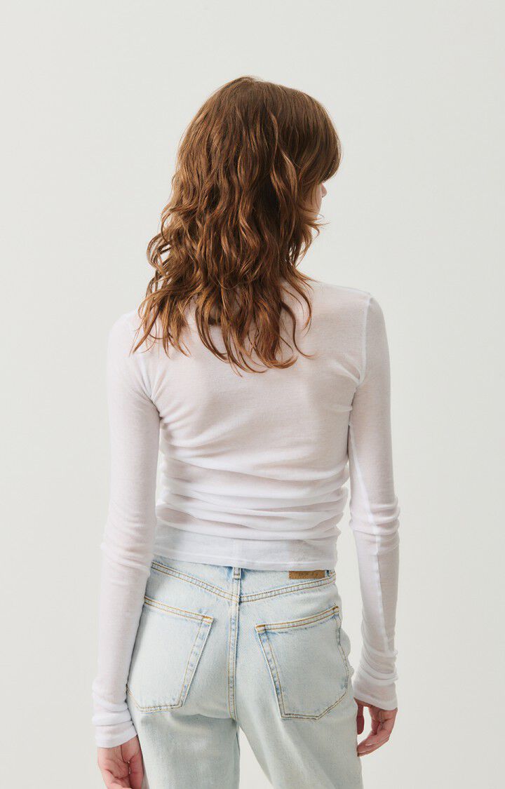 American Vintage T-shirt Femme Massachusetts - BLANC 77 Manches Longues Blanc - E25