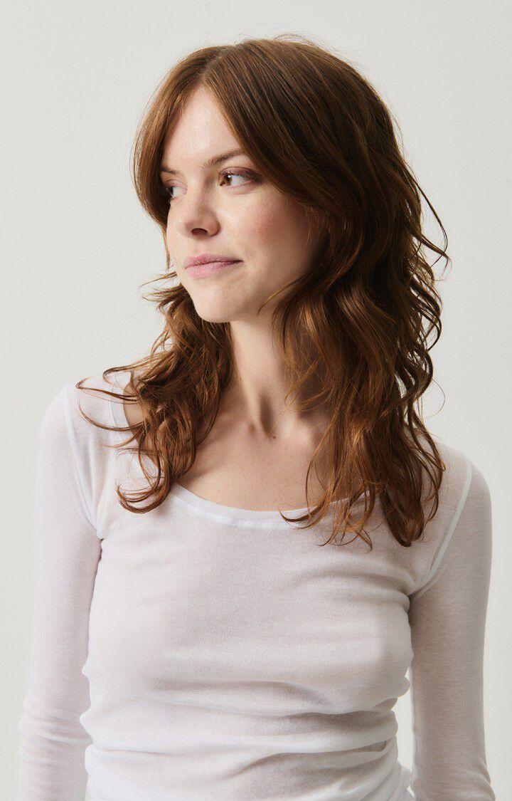 American Vintage T-shirt Femme Massachusetts - BLANC 77 Manches Longues Blanc - E25