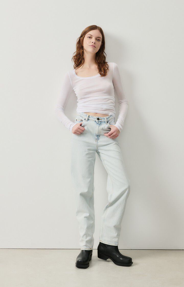 american vintage T-shirt femme Massachusetts - BLANC 77 Manches longues Blanc - E25