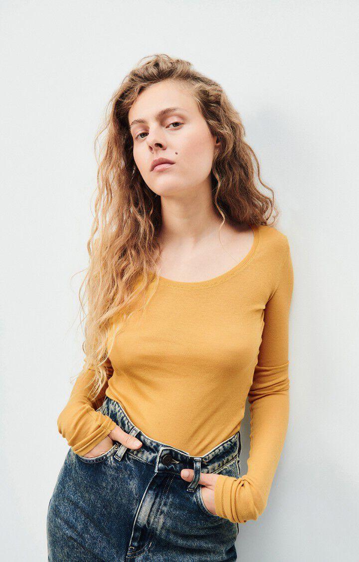 american vintage T-shirt femme Massachusetts - CURRY VINTAGE 77 Manches longues Orange - H24