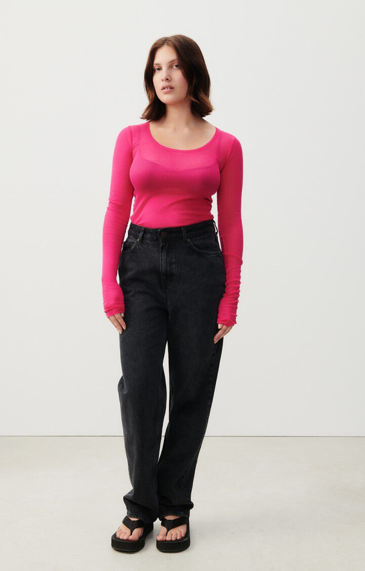 American Vintage T-shirt Femme Massachusetts - FUCHSIA VINTAGE 77 Manches Longues Rose - E24