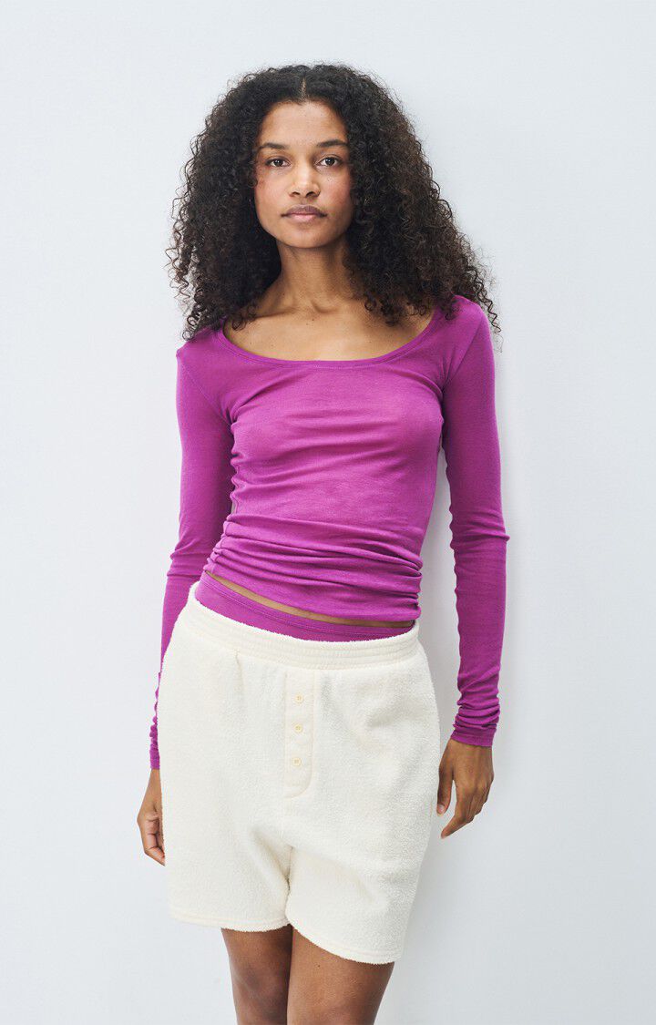 american vintage T-shirt femme Massachusetts - GERANIUM VINTAGE 77 Manches longues Violet - E25