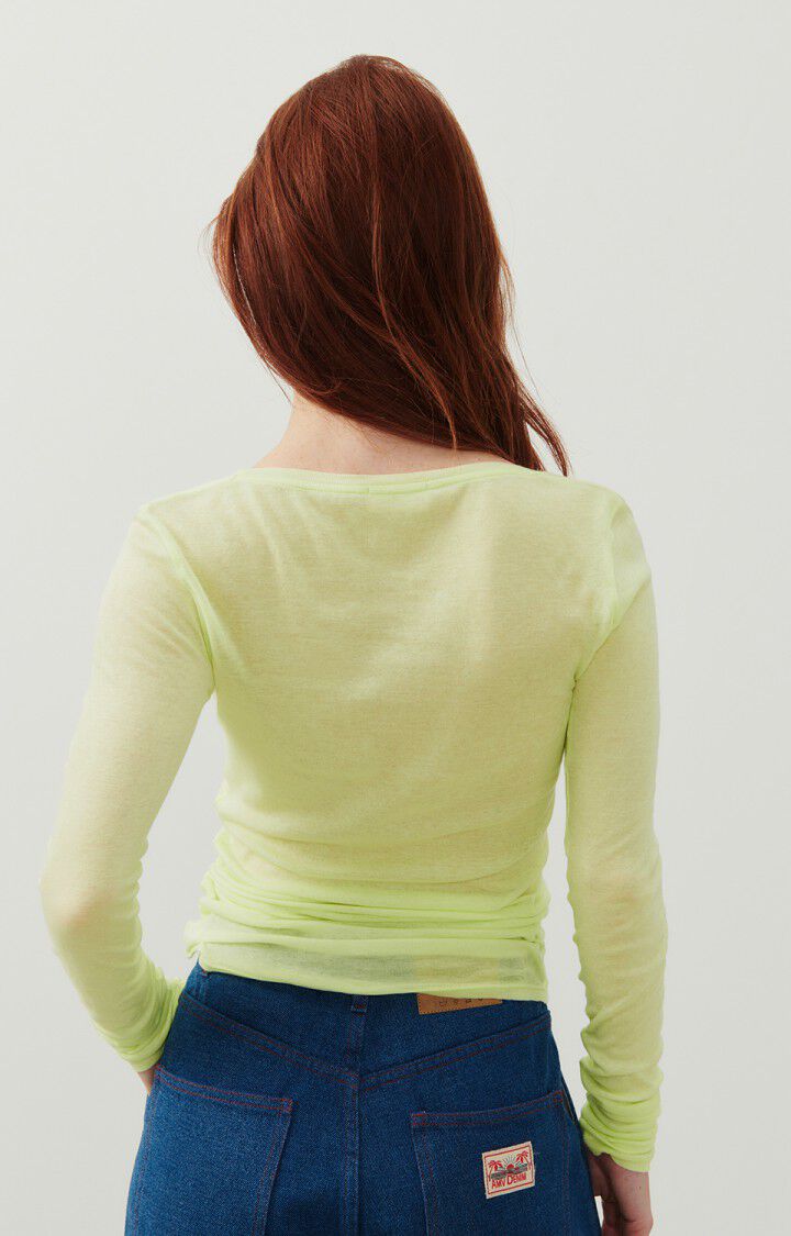 American Vintage T-shirt Femme Massachusetts - LIME VINTAGE 77 Manches Longues Jaune - E24