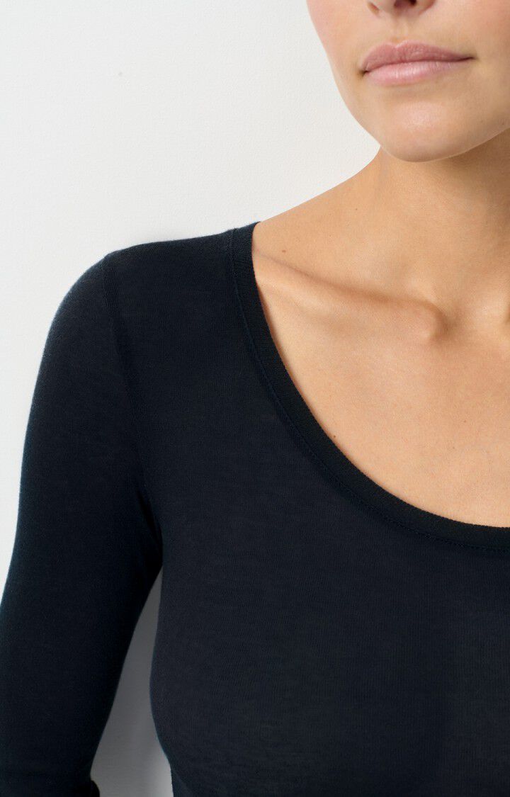 American Vintage T-shirt Femme Massachusetts - NAVY 77 Manches Longues Bleu - E25