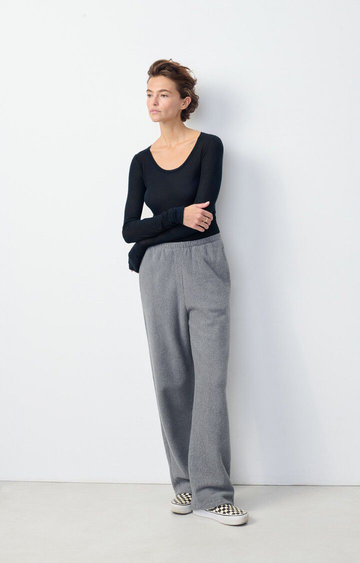 American Vintage T-shirt Femme Massachusetts - NAVY 77 Manches Longues Bleu - E25