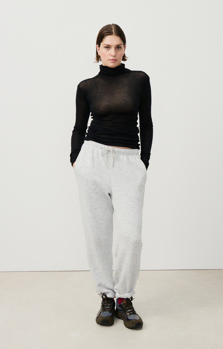 American Vintage T-shirt Femme Massachusetts - NOIR 75 Manches Longues Noir - E25