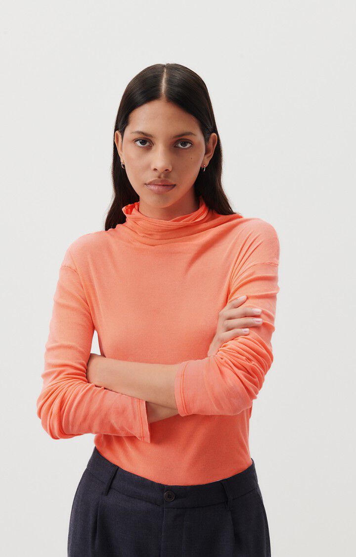 american vintage T-shirt femme Massachusetts - ORANGE FLUO 75 Manches longues Orange - H23