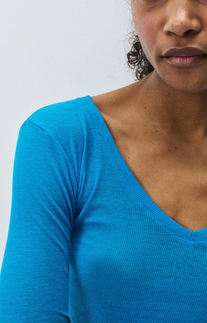 American Vintage T-shirt Femme Massachusetts - PARADISE VINTAGE 65 Manches Longues Bleu - E25