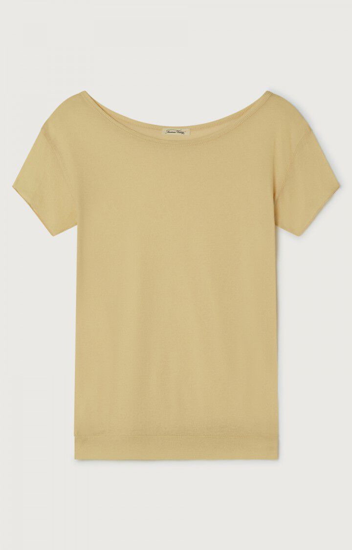american vintage T-shirt femme Massachusetts - PLAGE VINTAGE Manches courtes Beige - E22B