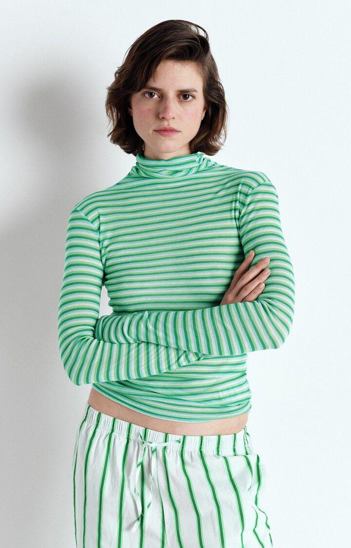 american vintage T-shirt femme Massachusetts - RAYURES VERTES 75 Manches longues Vert - E25