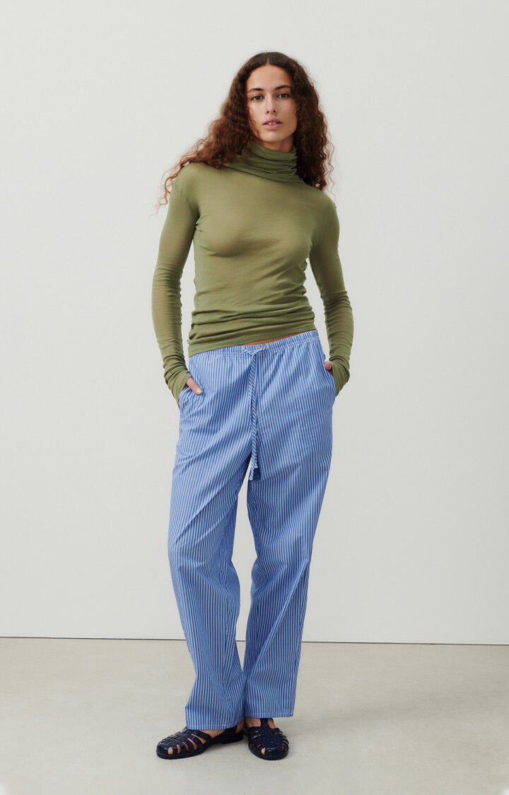 American Vintage T-shirt Femme Massachusetts - SAUGE VINTAGE 75 Manches Longues Vert - E24