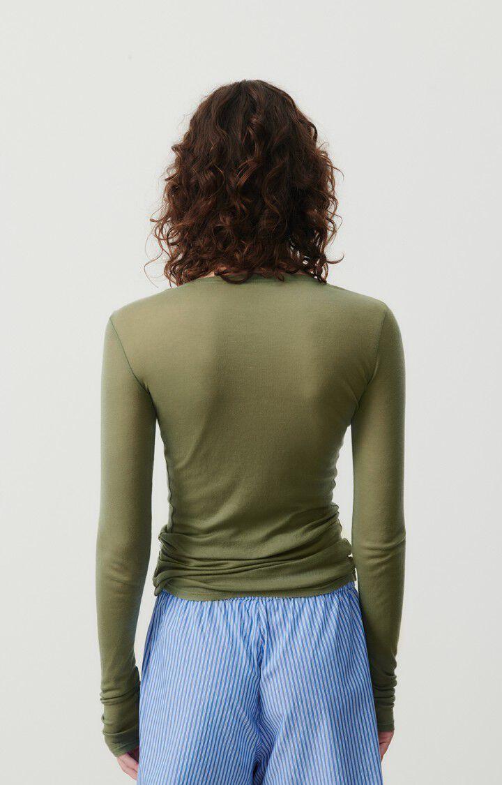 American Vintage T-shirt Femme Massachusetts - SAUGE VINTAGE 77 Manches Longues Vert - E24