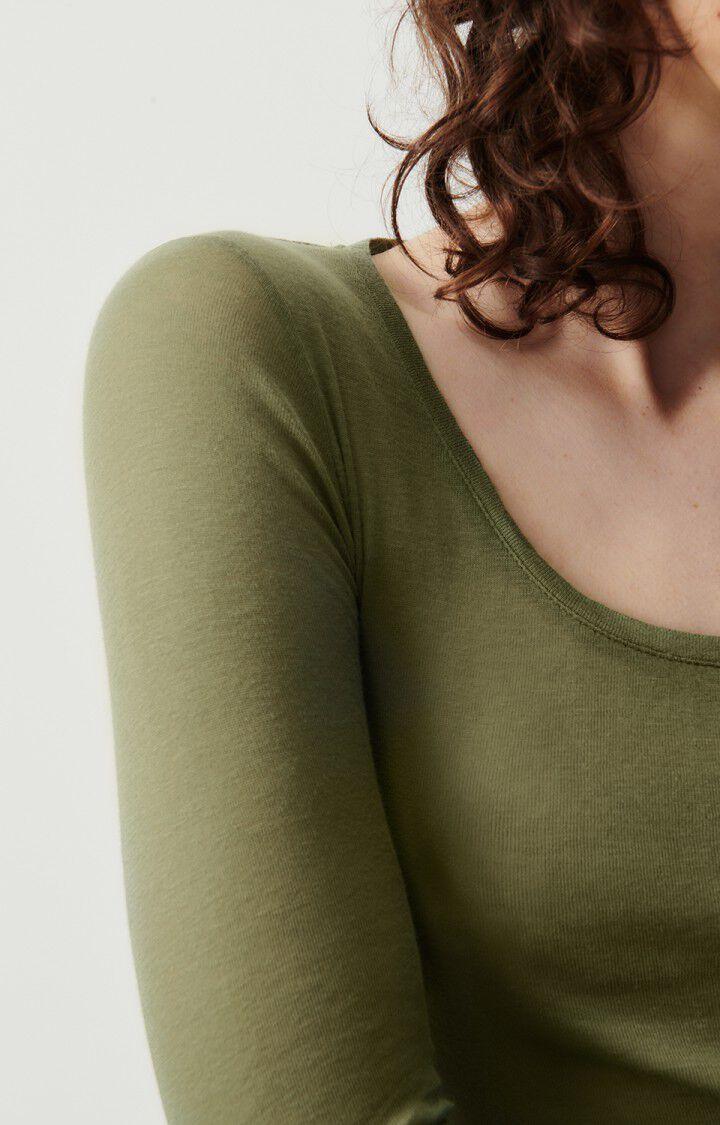 American Vintage T-shirt Femme Massachusetts - SAUGE VINTAGE 77 Manches Longues Vert - E24