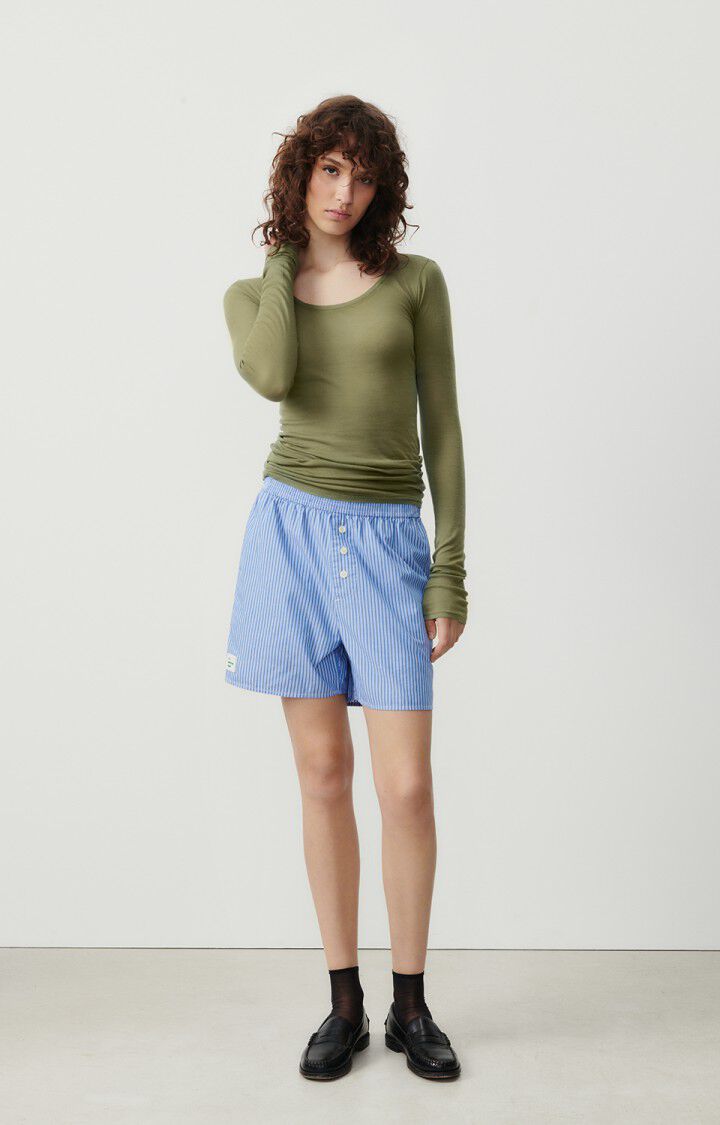 American Vintage T-shirt Femme Massachusetts - SAUGE VINTAGE 77 Manches Longues Vert - E24