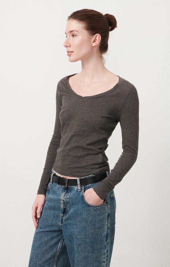 american vintage T-shirt femme Nouveau Mexique - ANTHRACITE CHINE 64 Manches longues Gris - E24