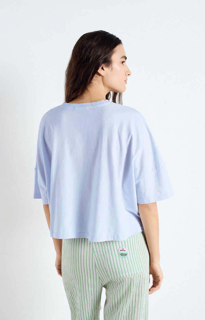 American Vintage T-shirt Femme Ouky - BABY BLUE VINTAGE 14 Manches Courtes Bleu - E25