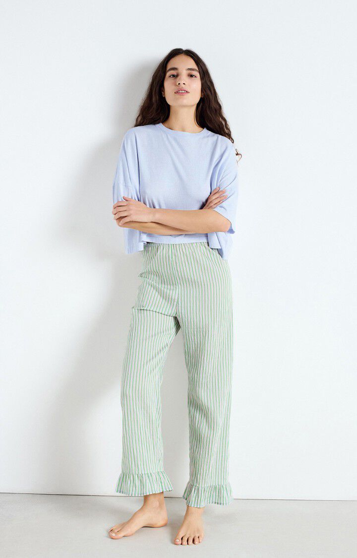 American Vintage T-shirt Femme Ouky - BABY BLUE VINTAGE 14 Manches Courtes Bleu - E25