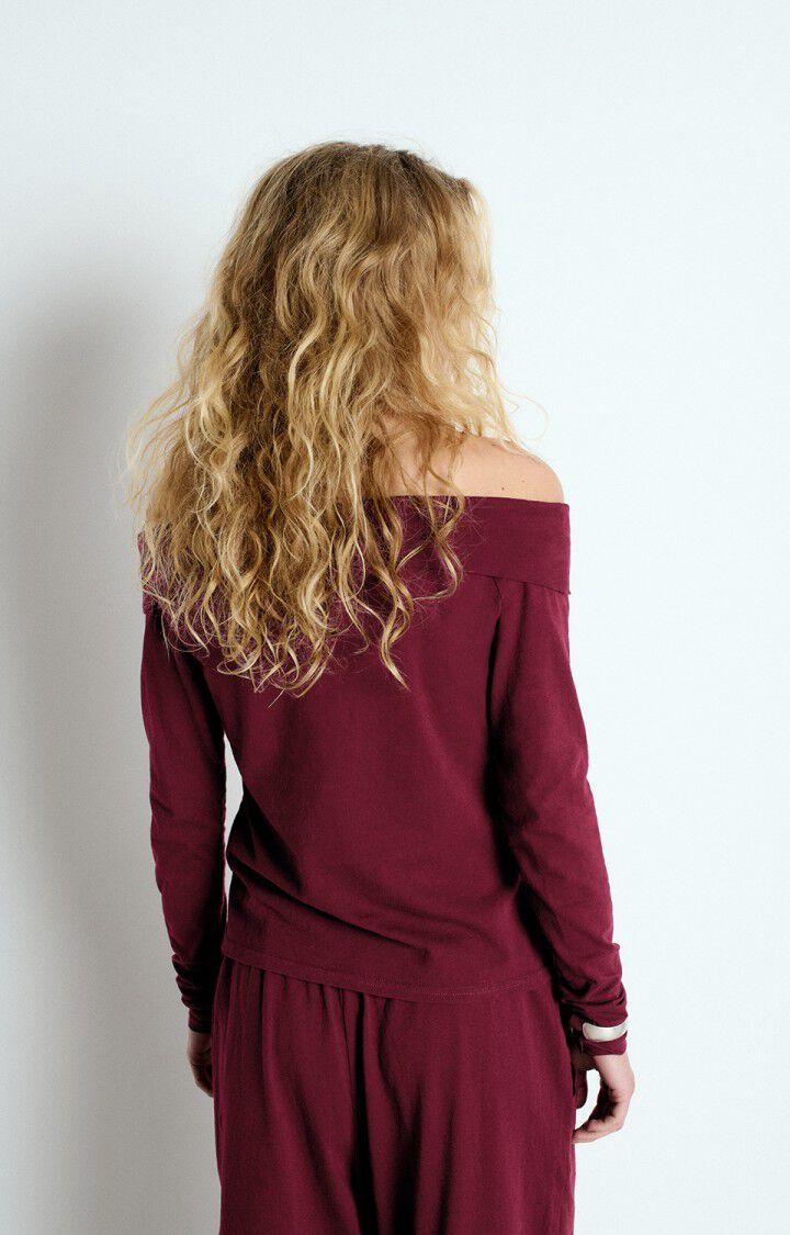 American Vintage T-shirt Femme Ouky - BORDEAUX VINTAGE 62 Manches Longues Rouge - E25