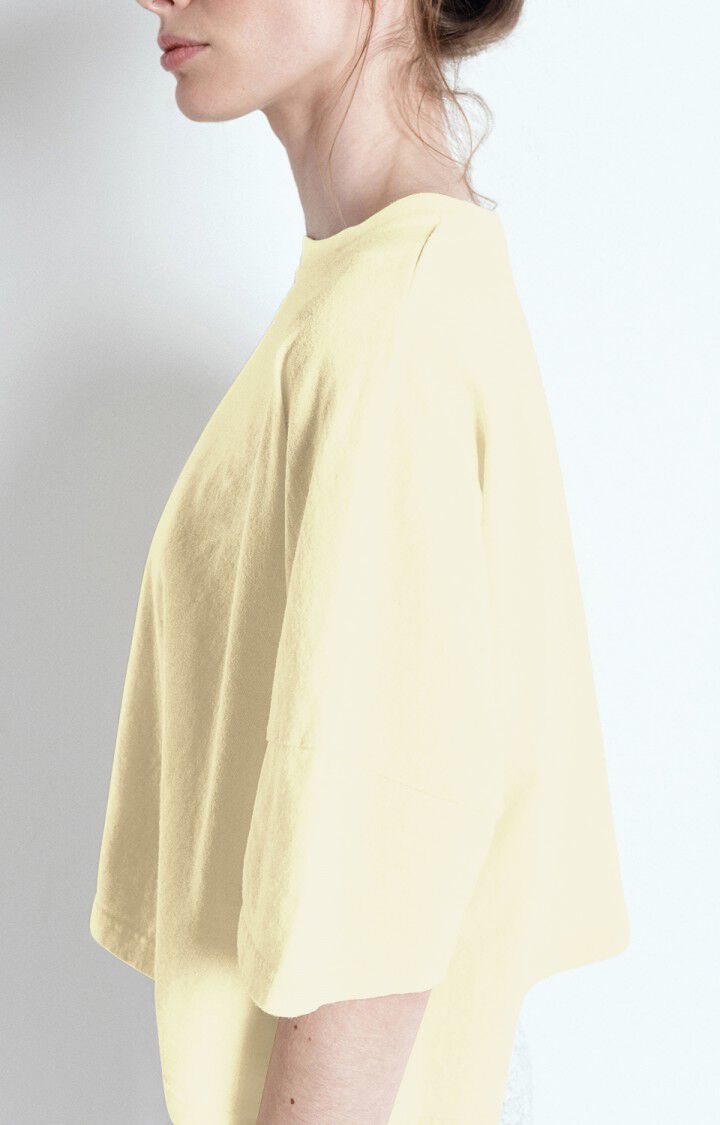 American Vintage T-shirt Femme Ouky - CREME ANGLAISE VINTAGE 14 Manches Courtes Jaune - E25