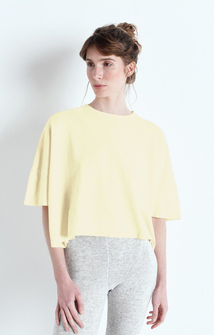 american vintage T-shirt femme Ouky - CREME ANGLAISE VINTAGE 14 Manches courtes Jaune - E25