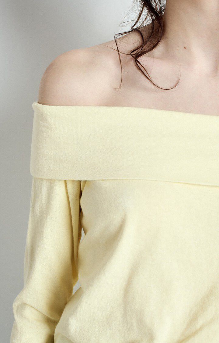 American Vintage T-shirt Femme Ouky - CREME ANGLAISE VINTAGE 62 Manches Longues Jaune - E25