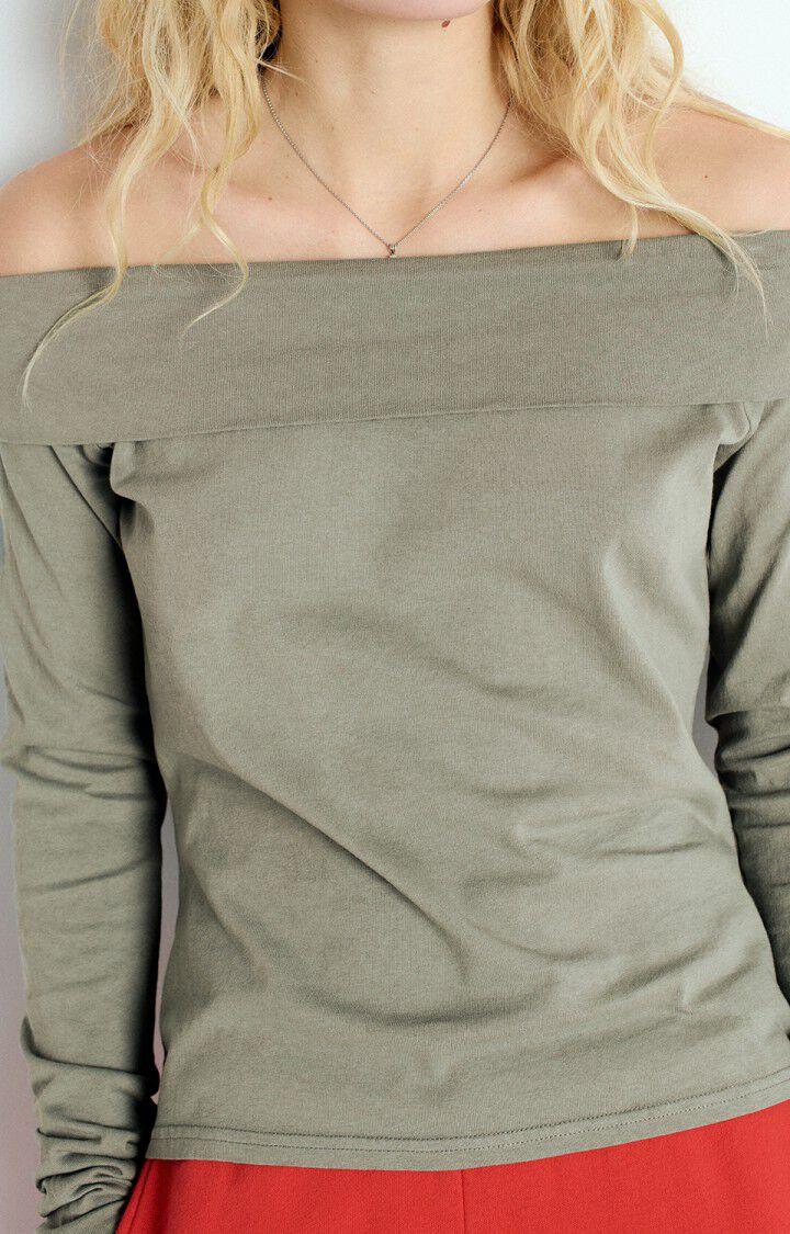 American Vintage T-shirt Femme Ouky - VERT DE GRIS VINTAGE 62 Manches Longues Vert - E25