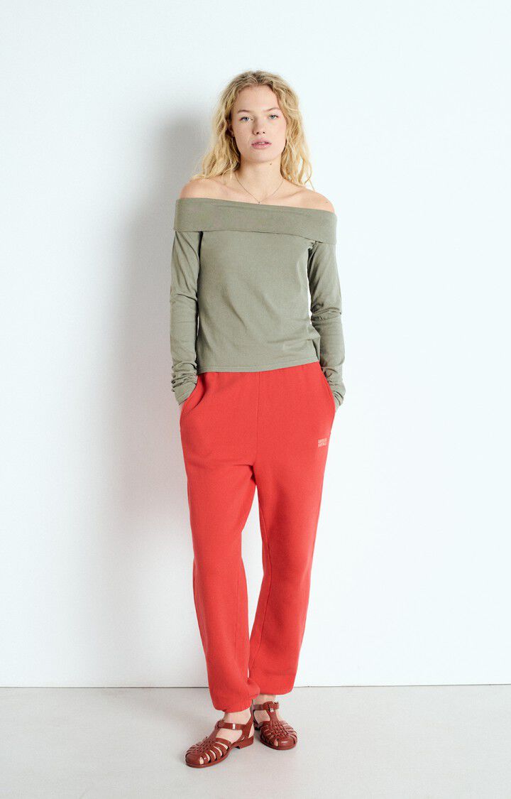 American Vintage T-shirt Femme Ouky - VERT DE GRIS VINTAGE 62 Manches Longues Vert - E25