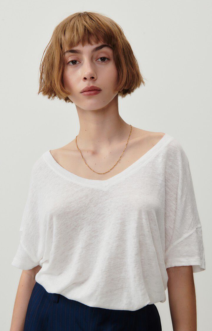 american vintage T-shirt femme Pobsbury - BLANC 10 Manches courtes Blanc - E24