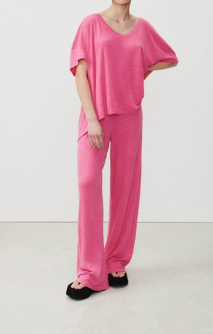 American Vintage T-shirt Femme Pobsbury - MAGENTA 10 Manches Courtes Rose - E23