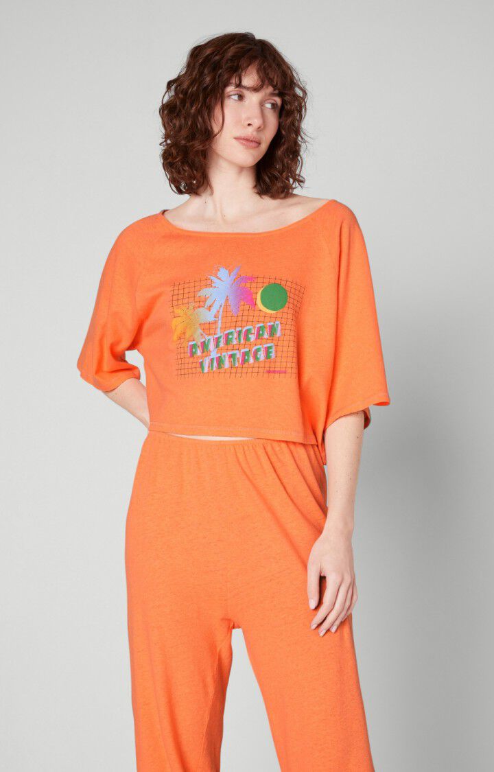 american vintage T-shirt femme Poxson - PULPE VINTAGE Manches courtes Orange - E22