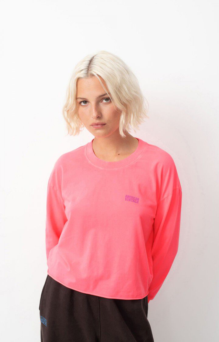 american vintage T-shirt femme Pymaz - HORTENSIA FLUO 54 Manches longues Rose - H24