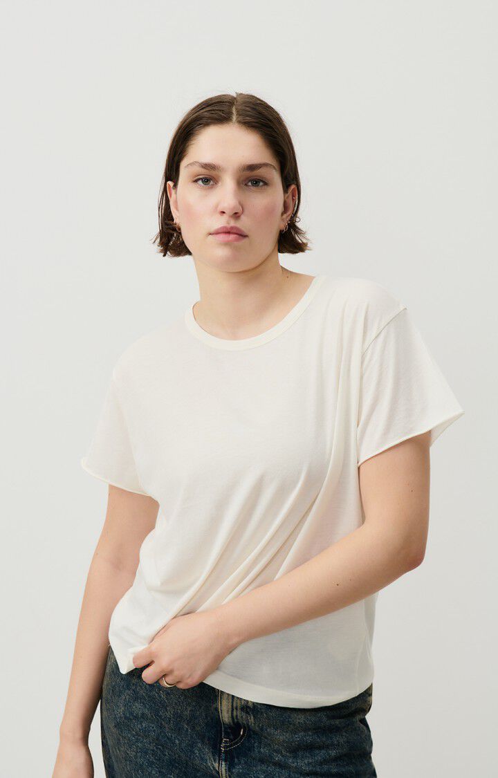 american vintage T-shirt femme Rydlly - NACRE 13 Manches courtes Blanc - H24
