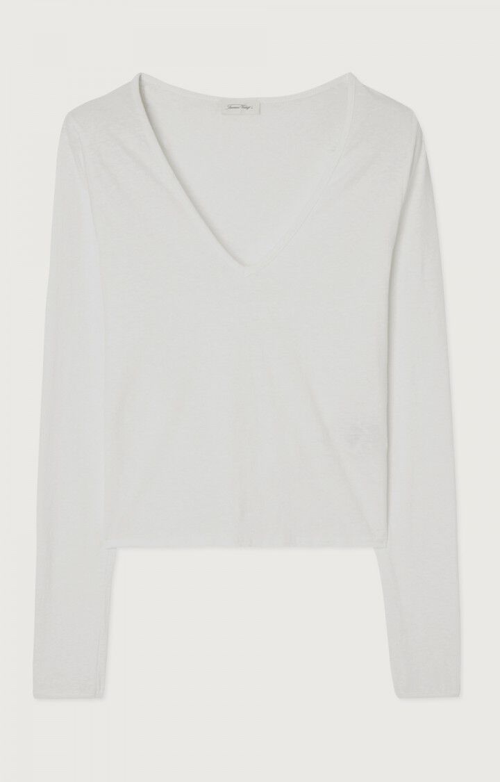 American Vintage T-shirt Femme Seyes - BLANC 65 Manches Longues Blanc - E23